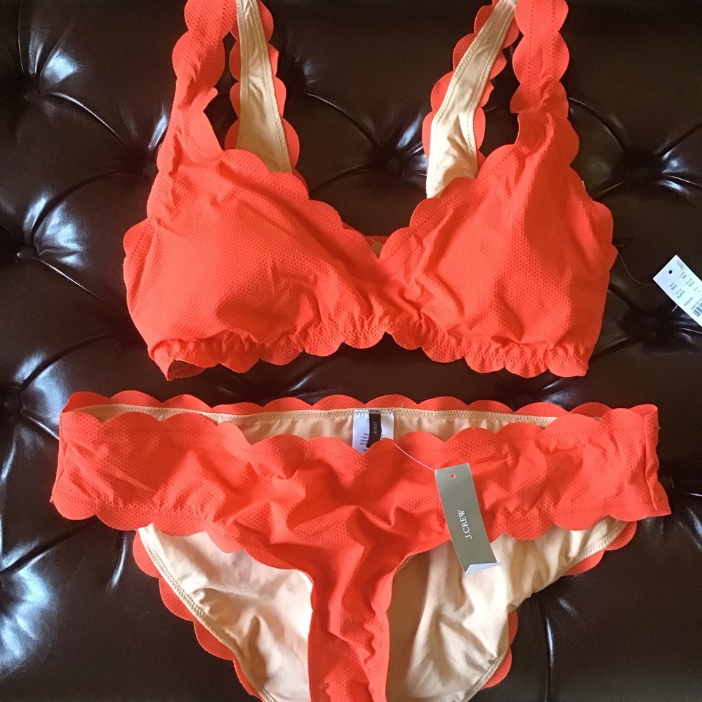 J. Crew Orange Scalloped Bikini